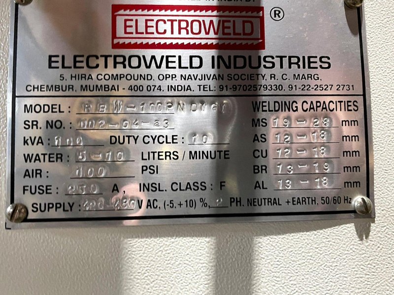 Electroweld Model RBW-100PN Pneumatic Rod Butt Welder - Brand New!