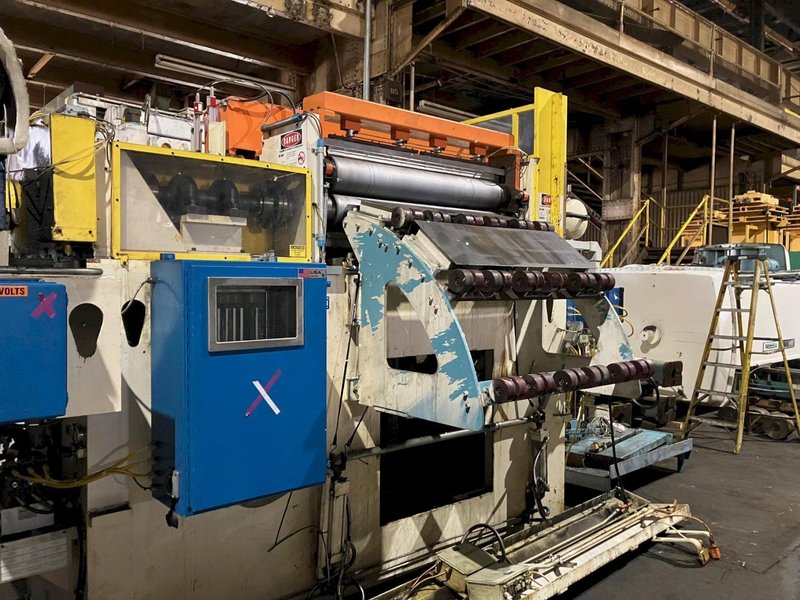 50,000 lbs x 48" x .125" Automatic Feed Co. Coil Feed Line, Uncoiler, Car, Peeler, Pinch Roll, Crop Shear, Straightener, Threading Table, Servo Feeder, Exit Chopper