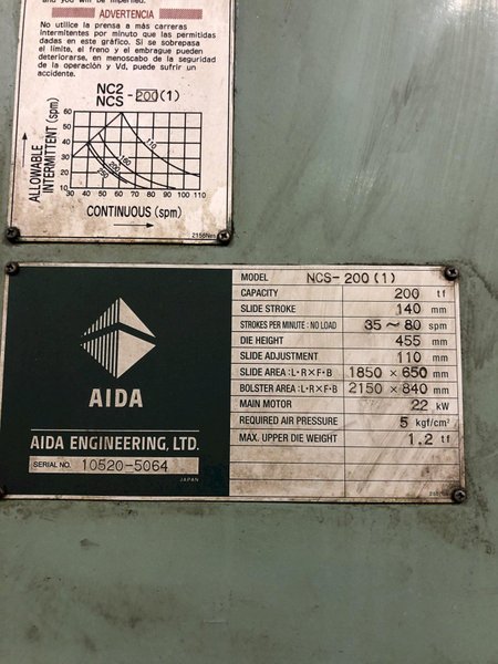 220 Ton Aida SSDC Press