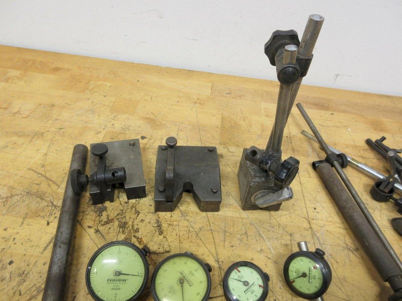 Federal Dial Travel Indicators with Assorted Height Stands and Clamps- Auction Item