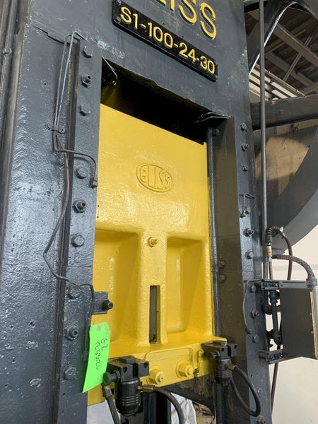 100 TON BLISS S1-100-24-30 STRAIGHT SIDE PRESS. STOCK # 1263020