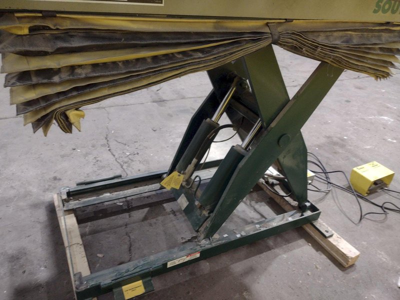 4,000 LBS X 60" X 30" SOUTHWORTH HYDRAULIC SCISSOR LIFT TABLE WITH 60X42 ROLLER CONVEYOR TOP, 110 VOLT: STOCK #20915