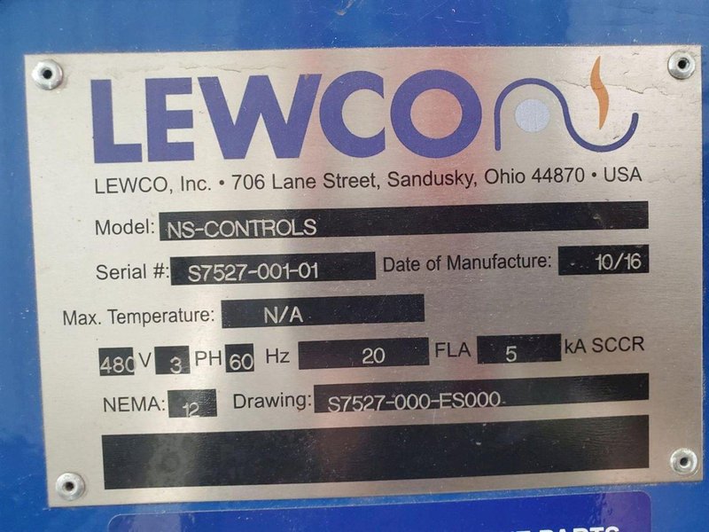 LEWCO POWERED ROLLER ENTRY &amp; EXIT CONVEYOR SYSTEM. STOCK #0522323.
