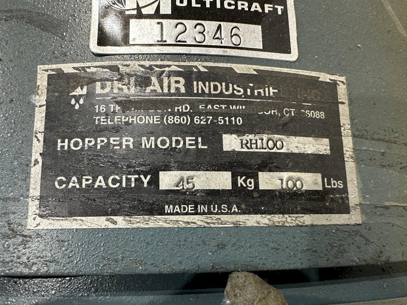 100 LB DRI-AIR INDUSTRIES MODEL #RH100 DRYER HOPPER: STOCK #20100