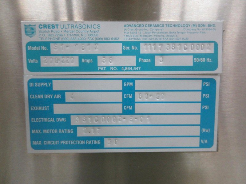 Crest Ultrasonics Solvac S1-1812 Vapor Degreaser System with Distilling Unit and (2) 5 Gallon Pails of Solvent- Auction Item