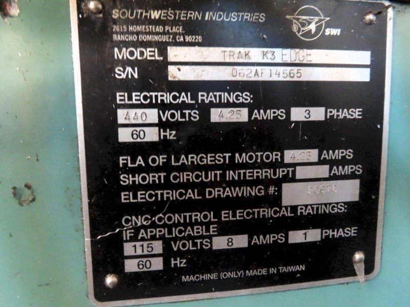 TRAK K3 EDGE 2 Axis CNC Knee Mill 2019 PROTO TRAK EDGE Control