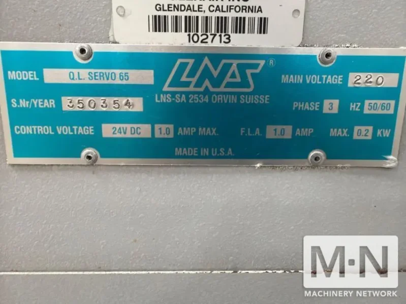 LNS Quick Load Servo 65 Bar Feeder, 2008