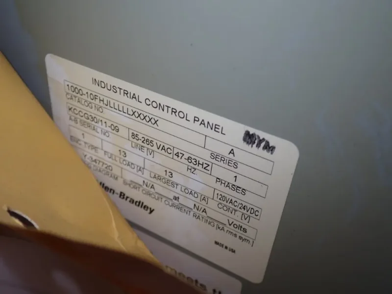 Allen Bradley Control Panel - 1000-10fhjlllllxxxxx