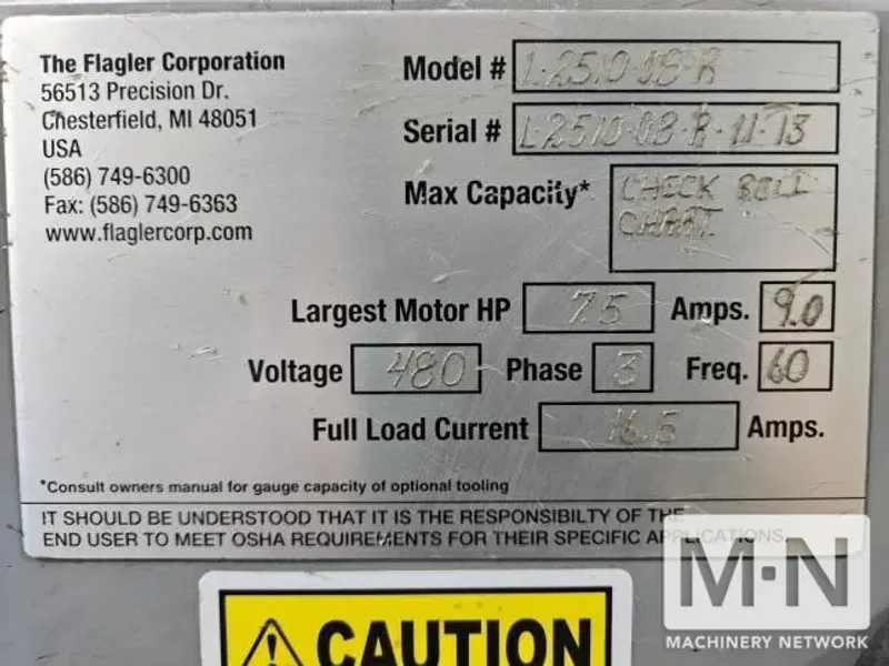 Flagler L-2520-OB-R Roll Formers