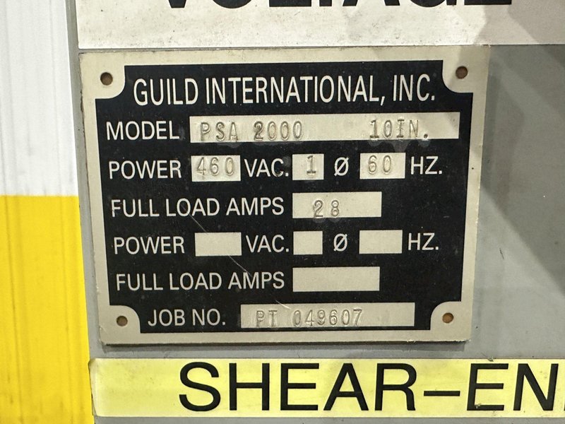 10&quot; GUILD MODEL #PSA-200 SHEAR END COIL STRIP WELDER: STOCK #22607