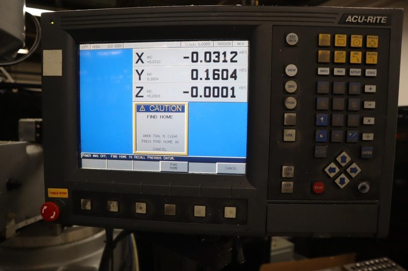 Sharp TMV-DVS Acu-Rite MillPWR 2-Axis CNC Vertical Knee Mill, Power Quill Feed, Power Drawbar- Auction Item