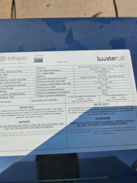 1- PRE-OWNED INFRAGAS BOOSTERPAC 25K IX VN TC 1R NC P28 GR 480V