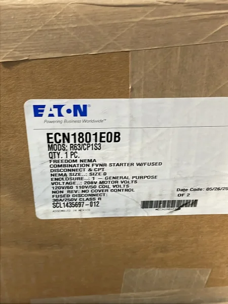 EATON FREEDOM NEMA COMBINATION FVNR STARTER  -  ECN1801E0B