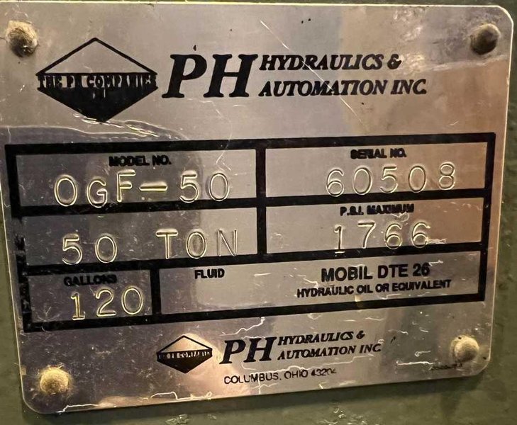 50 Ton PH Hydraulics, C Frame Press, Dual Ram