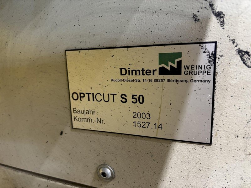 4" HIGH X 12" WIDE DIMTER OPTICUT MODEL #S50 CROSS-CUT AUTOMATIC WOOD SAW, NEW 2003: STOCK #22921