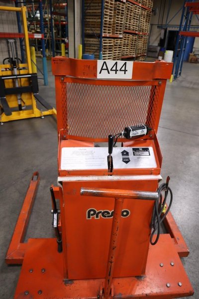 Presto WPS5036-20 Electric Stacker Lift Truck, 2,000# Cap, 36&quot; Lift Height, 42&quot; Forks, 50&quot; Between Outriggers, 12 Volt Battery and Charger- Auction Item