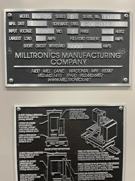 MILLTRONICS VM20 CNC Vertical Machining Center 2011’ 15K USA #6898