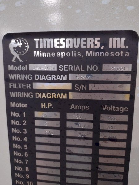 42" X 50 HP TIMESAVER MODEL #343-1SG  SLAG GRINDER BELT SANDER WITH HAMMOND DUST COLLECTOR: STOCK #17009