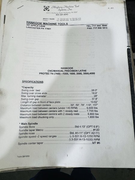 157.5″ Dainichi DL75x400 Engine Lathe, 1996 – Fanuc CNC Control, Tailstock, Steady Rests