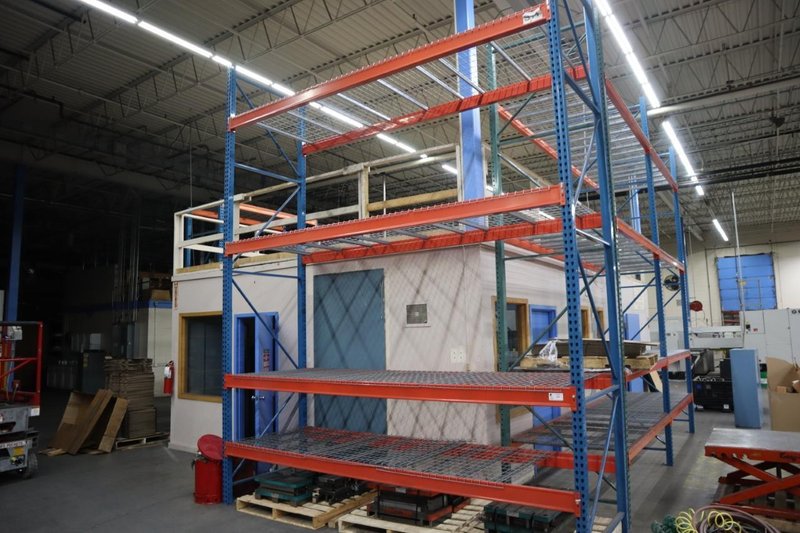 Pallet Racking: (2) 16' H x 48" W Uprights, Tear-Drop Style, (4) 12' Shelves, Wire Decking - NO CONTENTS- Auction Item