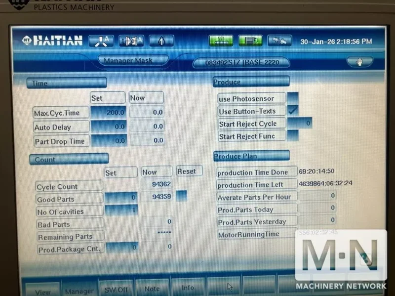 785 TON 137 OZ HAITIAN MODEL MA7000II INJECTION MOLDING MACHINE MFG 2016