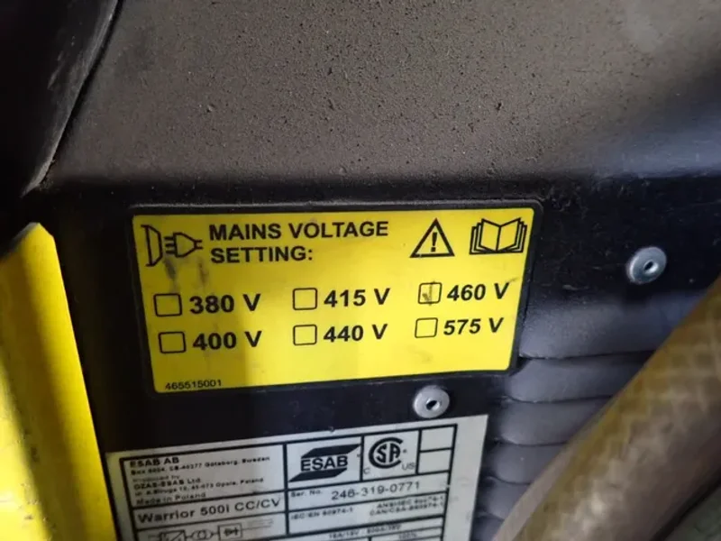 Esab Welder - Warrior 500 Cc/cv