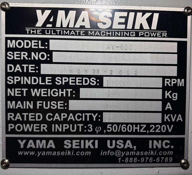Yama Seiki AV-610 CNC Vertical Machining Center – 10000 RPM Mill