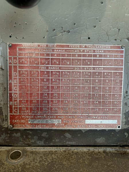 17&quot; X 54&quot; SOUTH-BEND ENGINE LATHE. STOCK # 0151124