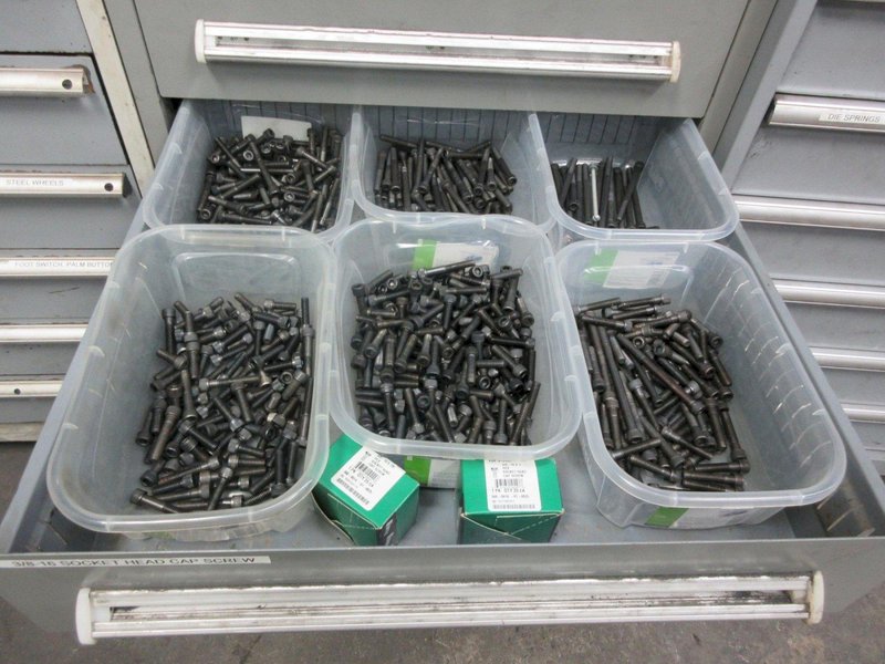 9 Drawer Heavy Duty Cabinet with Fasteners, Nuts, Bolts, Washers- Auction Item