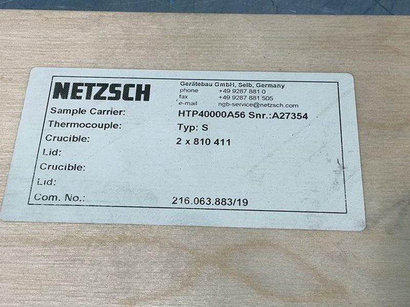 NETZSCH SAMPLE CARRIER TYPE S THERMOCOUPLE  -  HTP40000A56
