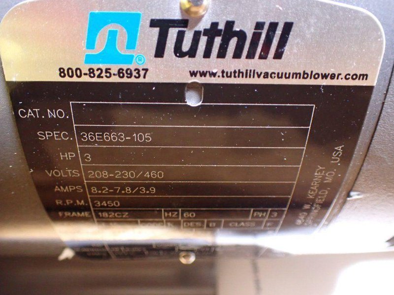 TUTHILL 3450RPM VACUUM PUMP UNIT  -  A010-3CBBBVA