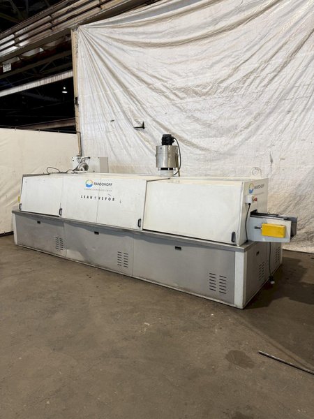 9" X 192" RANSOHOFF LEANVEYOR FOUR STAGE (WASH/RINSE/RINSE/BLOW OFF) WASHER. STOCK # 1113425.