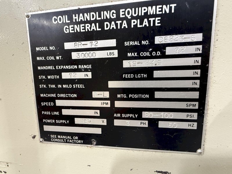 30,000 lbs. x 72" Wide  COOPER WEYMOUTH PETERSON Servo Coil Feed Line For Sale - Good Condition!