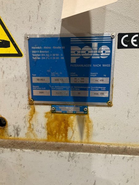 POLO SB-A0.4 PAPER FILTRATION COOLANT TANK UNIT USED