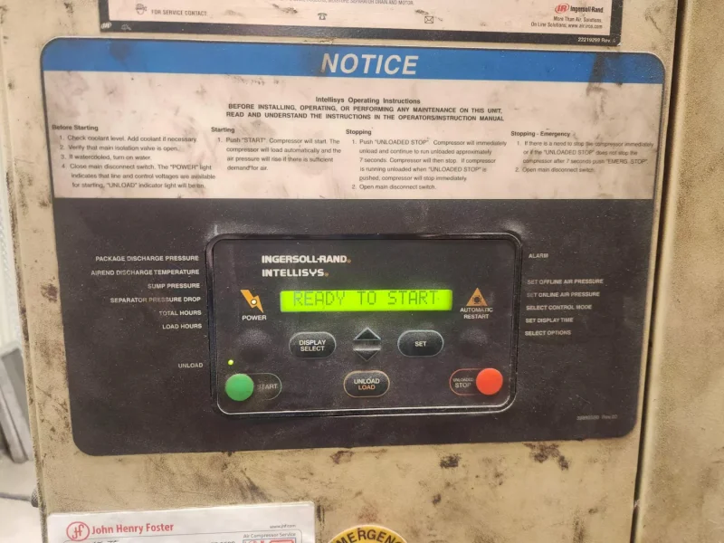 INGERSOLL-RAND MODEL #SSR-XF75 AIR COMPRESSOR: YOBRO #25149