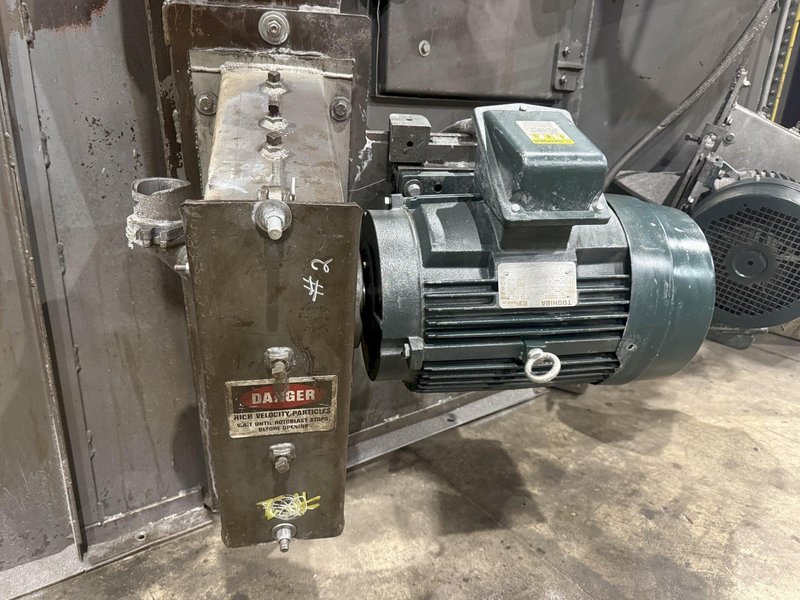 36" x 48" x 8 WHEEL PANGBORN ROTOBLAST PASS THROUGH HANGING CONVEYOR SHOT BLAST MACHINE: YOBRO #24717