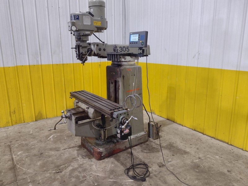 3 HP SHARP VERTICAL RAM TYPE KNEE MILL DRO &amp; POWER FEED : YOBRO #25318