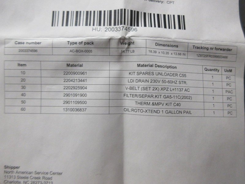 Atlas Copco G11FF 15Hp Rotary Screw Air Compressor W/ Dryer, 120 Gal Air Tank 125 PSI &amp; Spare Parts- Auction Item