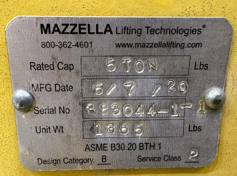 5 TON MAZZELLA PALLET CRANE LIFTING HOOK, NEW 2020: YOBRO #26159