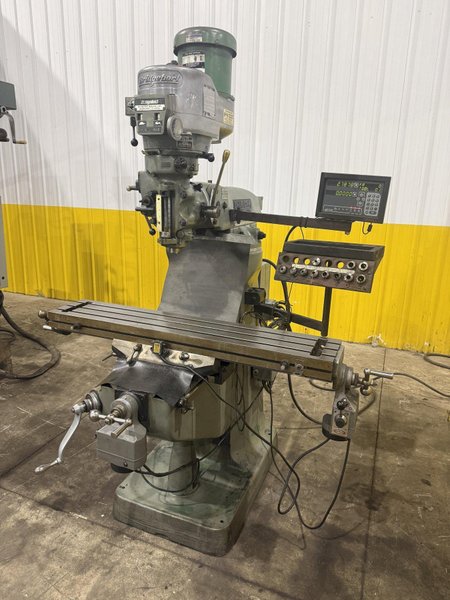 2 HP BRIDGEPORT SERIES I VERTICAL RAM TYPE KNEE MILL, WITH DRO &amp; POWER FEEDS: YOBRO #25294