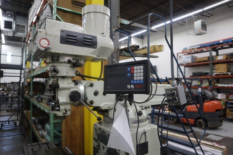 Manford Model 1F-460VS Vertical Knee Mill, X-Axis Powerfeed, Power Quill Feed and Handle, Knee Handle (Newall 2-Axis DRO NOT Operational) - Auction Item