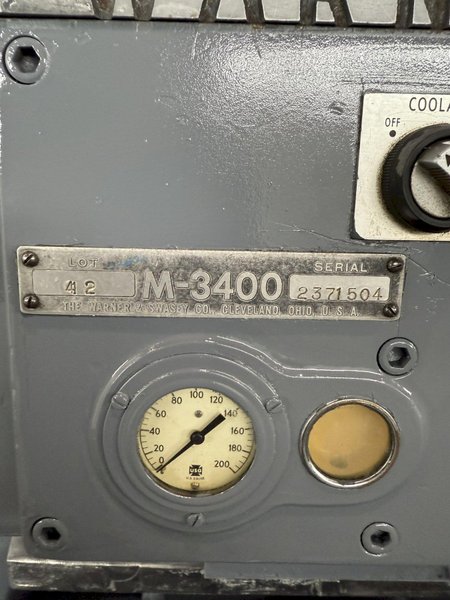 1A WARNER &amp; SWASEY M–3400 SADDLE-TYPE TURRET LATHE W/ TOOLING. STOCK # 0550225