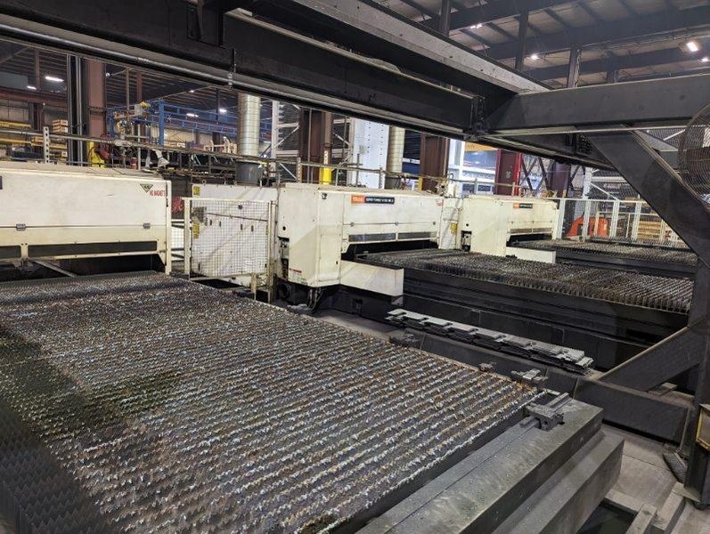 (3) 4000 Watt Mazak Super Turbo-X612 CO2 Lasers, 2006 – 6.5′ x 13′ Tables, Material Handling System