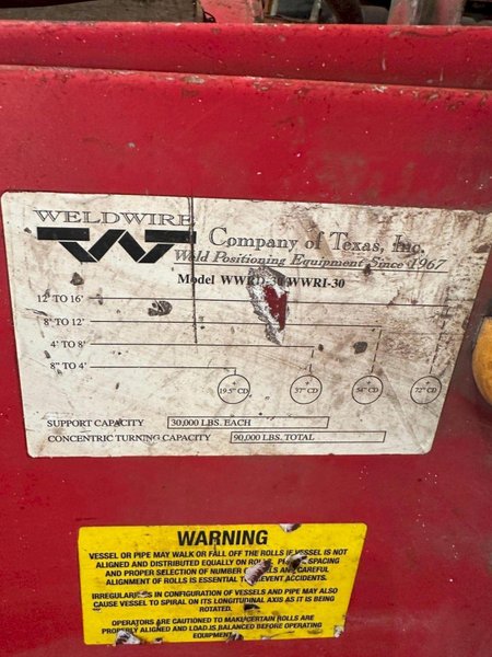 60 TON WELDWIRE MODEL #WWRI-30 POWERED TANK TURNING ROLLS: YOBRO #25738