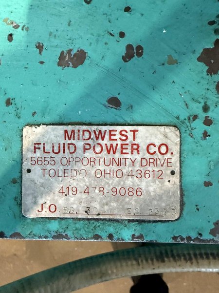 1,000 PSI  HYDRAULIC PUMP UNIT W/ MARATHON MOTOR. STOCK # 1003625.