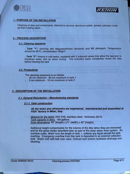 3 TANK FISA MODEL #3VST-350P ULTRASONIC PARTS BASKET TYPE CLEANING SYSTEM: STOCK #20623