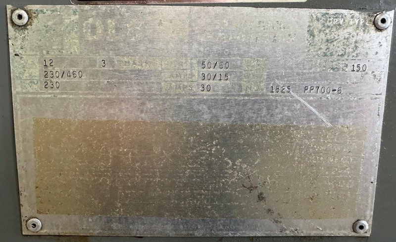12 KVA Olson Transformer, HV 230/460, LV 230, 3 Phase