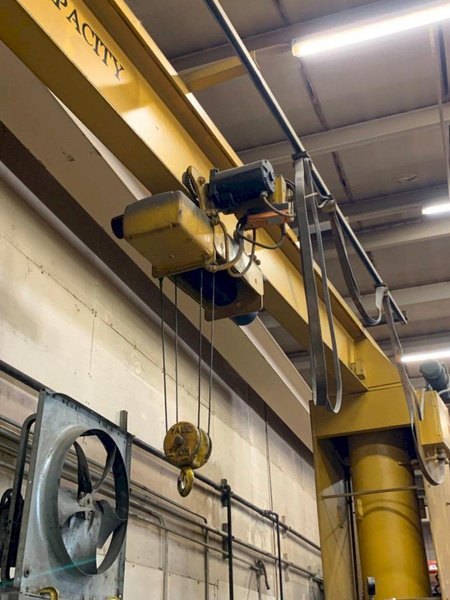 2 TON X 13'10" PEDESTAL JIB CRANE POWER ROTATION &amp; YALE 2 TON HOIST: YOBRO #24579