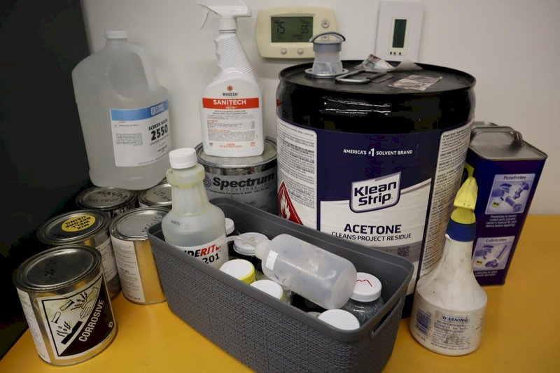 Yuquan 2 Door Locking Flammable Cabinet with Adjustable Shelves and Contents of Chemicals, Paint, Cleaners- Auction Item