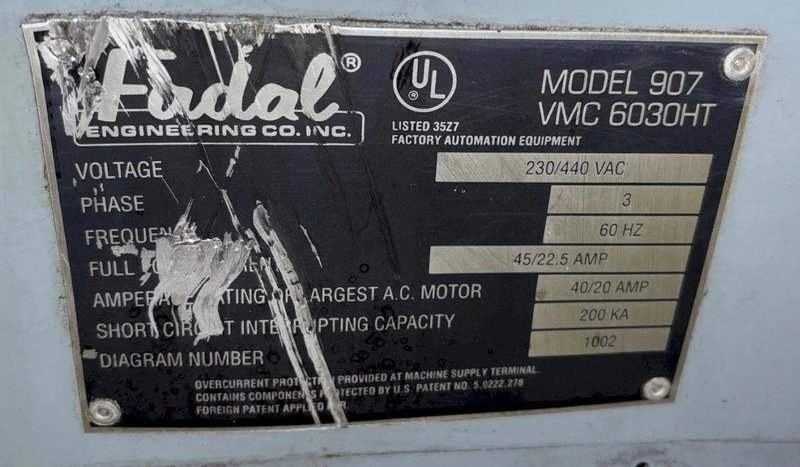 1996 FADAL MODEL #VMC6030 CNC VERTICAL MACHINING CENTER CNC88HS CONTROL: YOBRO #24049